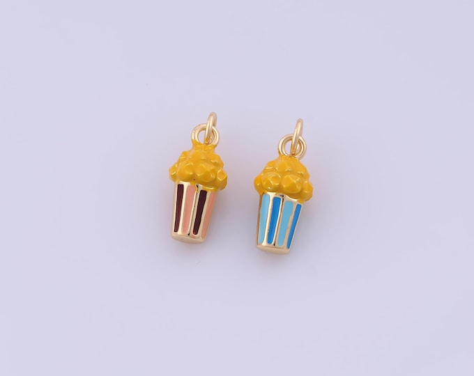 Enamel Popcorn Charm,18K Gold Filled Popcorn Pendant,Popcorn Pendant,DIY Jewelry Making Accessories,18.2x7.4x7.4mm
