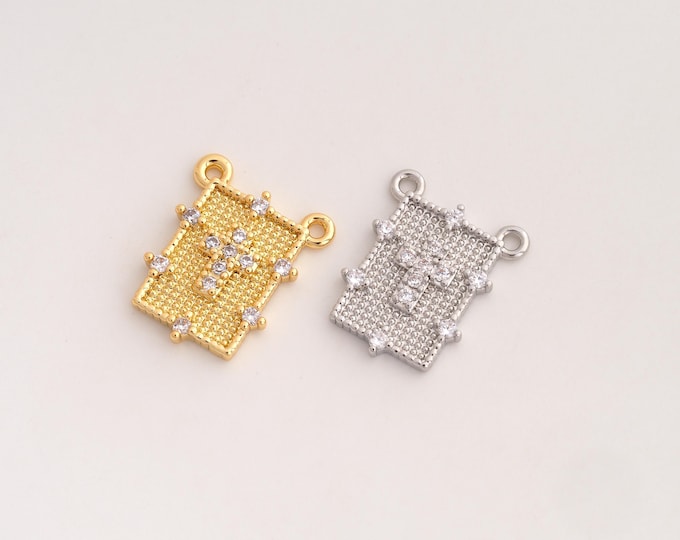 CZ Cross Pendant,Religious Pendant,18K Gold Filled Christian Charm,DIY Jewelry Accessories,18.3x14.7x2.6mm