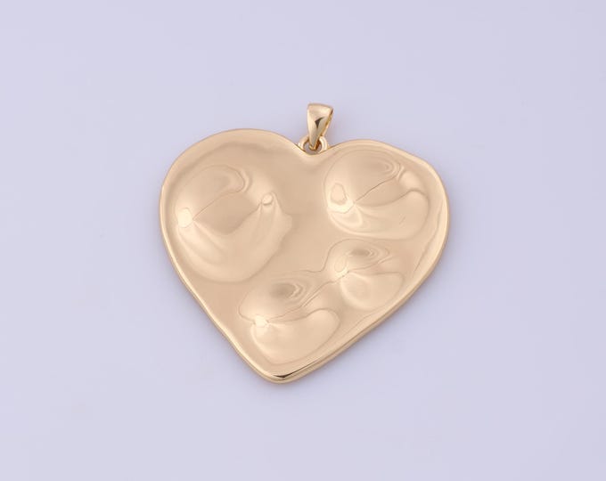 Gold Heart Charm,Love Pendant,18K Gold Filled Heart Charm, DIY Jewelry Supplies,42.6x40.7x2.7mm
