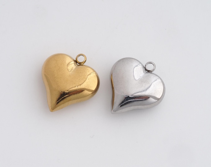 Heart Necklace,Dainty Heart Charm, 18K Gold Filled Heart Pendant, Love Necklace, DIY Jewelry Accessories 18x16.3x6.2mm