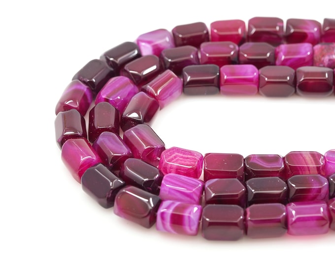 Gemstone Chains,Rose Red Rectangular Gemstone Beads,Square Gemstone Beads,Natural Stone Necklaces, DIY Bracelet Accessories,15x20mm