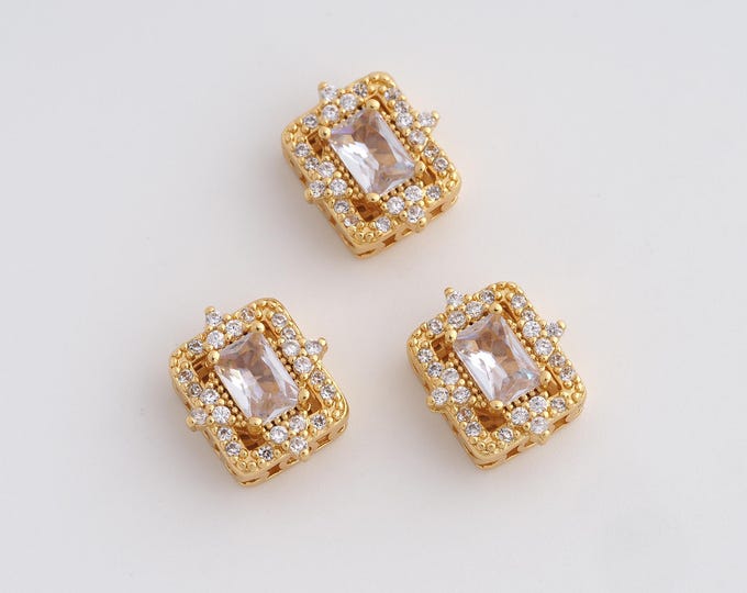 18K Gold Filled Cube Spacer Beads Rectangular Beads,Square Bracelet Spacer Beads,DIY Jewelry Making Supplies,12.8x11.2x5.7mm