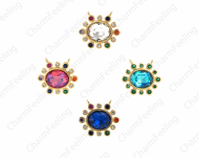 Beautiful Eye Necklace, Micropavé CZ Eye Charm, Eye Pendant, 18K Gold Filling The Third Eye Charm, DIY Jewelry Accessories,15.8x18.3x4.4mm