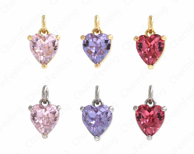 Love Charm, Micropavé CZ Heart Pendant, 18K Gold Filled Love Necklace, Gift for Her, DIY Jewelry Accessories, 11.2x7x5mm