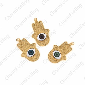 Hamsa Pendant, Hamsa Necklace, 18K Gold Filled Hand-eye Necklace, Eye Pendant, DIY Jewelry Accessories 44x28x7mm