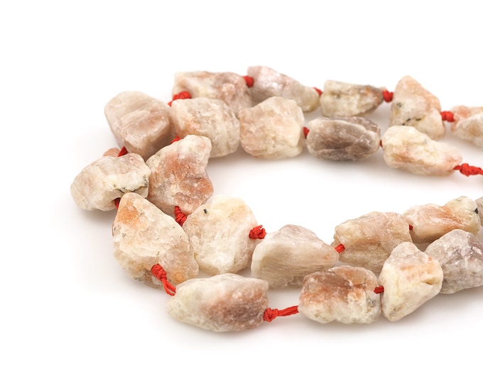 Sun Stone Raw Materials, Rough Sun Stone Beads, Unfinished Gem Chain, Natural Stone Chain, DIY Gem Making Accessories, 25-30mm