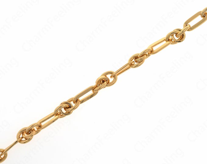 1 meter 18K Gold Filled Jumbo Link Paper Clip Chain，Paperclip Chain Necklace，DIY Jewelry Jewelry Making Semi-Finished Chain,5.3x3.2x0.3mm