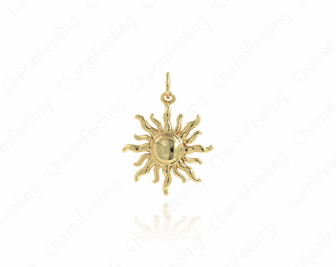 Sun Burst Pendant,Sunshine Necklace, 18K Gold Filled Sun Pendant, Sun Charm, DIY Jewelry Accessories, 24x19x2.8mm