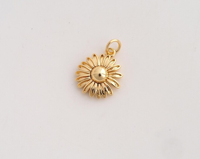 Sunflower Pendant,Sun Flower Pendant,18K Gold Filled Sunflower Charm,DIY Jewelry Accessories,19x13.5x4mm