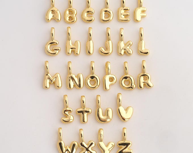 CZ Initial Pendant,Letter Pendant,18K Gold Filled Initial Charm,DIY Jewelry Accessories,17.2x9.6x3.2mm