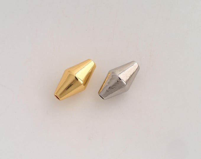 5 pcs 18K Gold Filled Bicone Spacer Beads,Tube Beads,Bicone Tube Beads,DIY Jewelry Supplies,15x8.2x2mm Hole 2mm