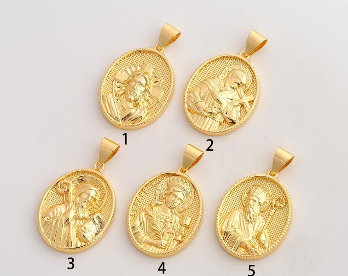 Jesus Pendant,Religious Pendant,18K Gold Filled Christian Charm,DIY Jewelry Accessories,43.2x25.3x4.4mm