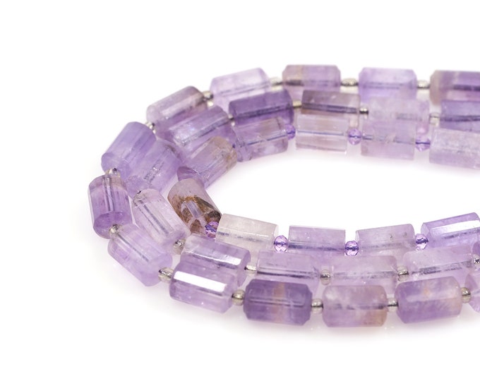 Light Amethyst Cylindrical Bead, Natural Stone Necklace, Gemstone Necklace, Natural Stone Bead, DIY Bracelet Necklace Accessories, 10x14mm