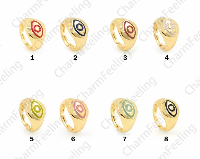 Enamel Magic Eye Ring, 18K Gold Filled Eye Ring,Gold Open Ring,Eye Ring,Adjustable Ring,Eye Decoration,Enamel Charm,Eye Charm