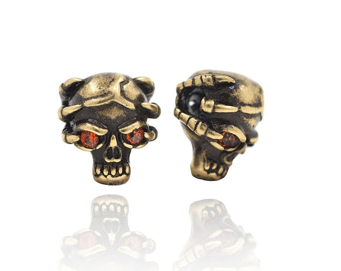 Antique skull beads,Skull spacer,lanyard bead，Paracord Bead survival bracelet  11*10*8mm 1pcs