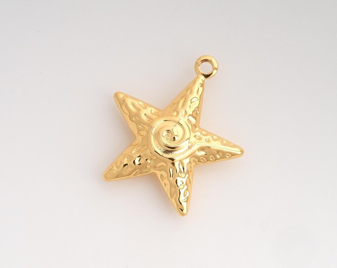 Star Pendant,Celestial Pendant,18K Gold Filled Starburst Charm,DIY Jewelry Accessories,34x30.2x7.6mm