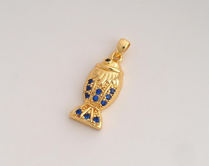 CZ Fish Pendant,Marine Life Pendant,18K Gold Filled Fish Charm,DIY Jewelry Accessories,27x10x4.4mm