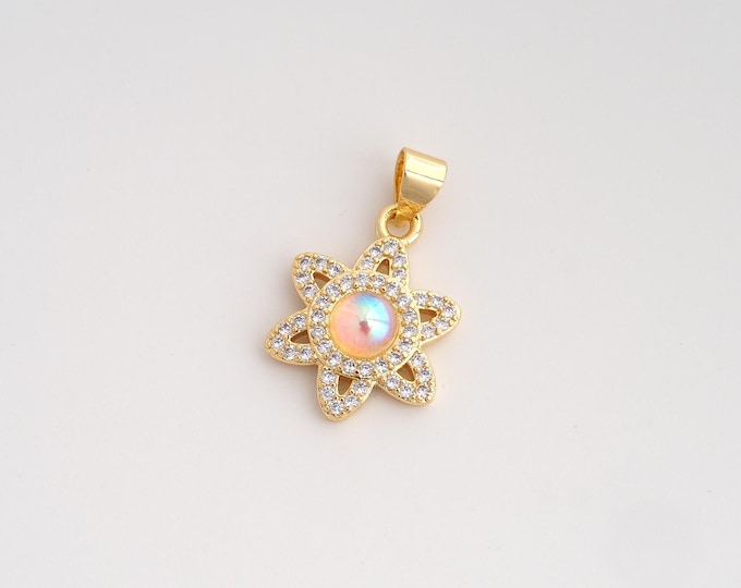 CZ David Star Pendant,Jewish Star Pendant,18K Gold Filled Starburst Charm,DIY Jewelry Accessories,22.2x13.3x4mm