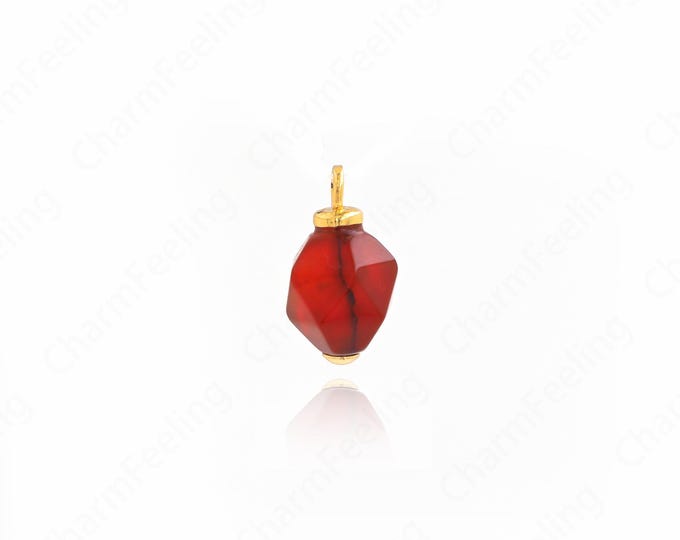 Natural Stone Pendant,Diamond Shape Charm,18K Gold Filled Gem Pendant,DIY Jewelry Supplies, 15.5x9x8.5mm