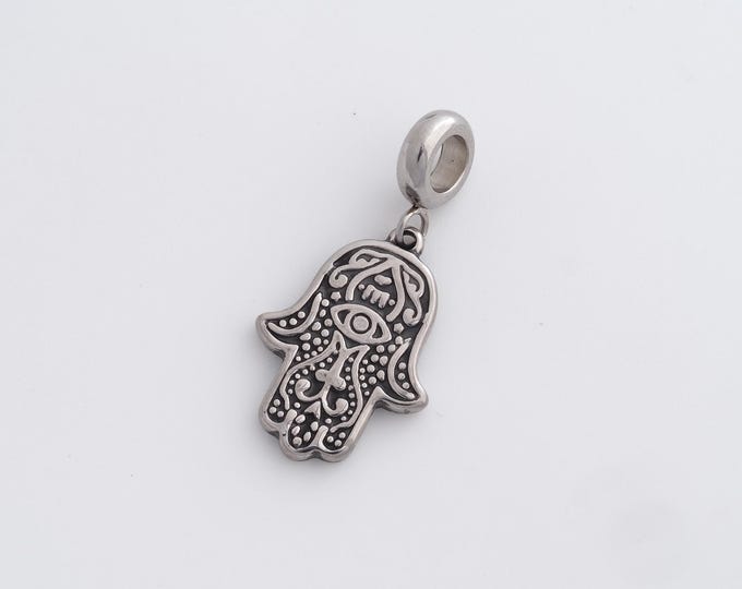 Stainless Steel Hamsa Pendant,Fatima Charms,Hand Charm, DIY Jewelry Supplies, 34x16.6x2.5mm