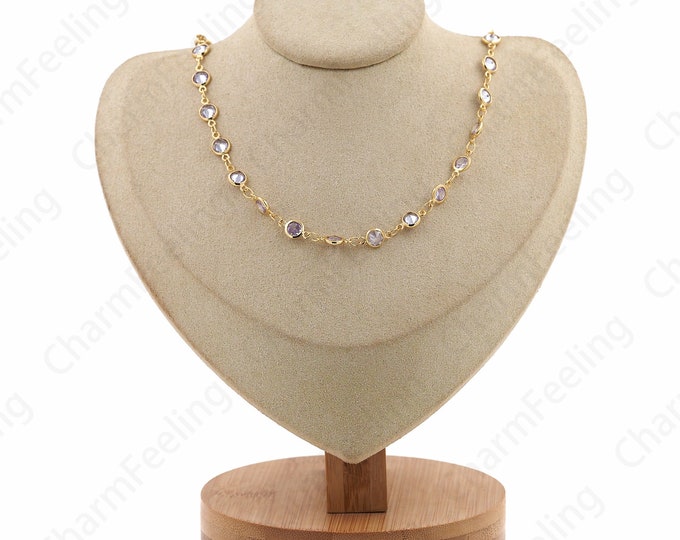 18K Gold Filled Round Pendant Necklace, Pearl Necklace, Gemstone Necklace, Beaded Necklace, Gift For Her, Pearl Jewelry, 40cm