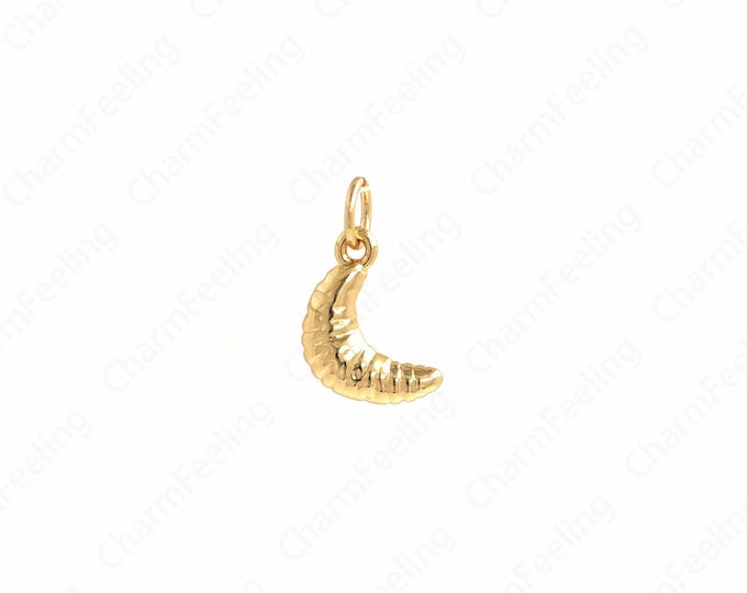 Gold Moon Pendant, 18K Gold Filled Crescent Necklace, Micropavé CZ Crescent Pendant, Crescent Charm, DIY Jewelry Accessories, 15.4x9.8x3.3mm