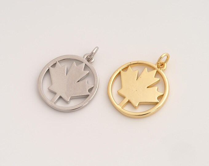 Maple Leaf Pendant,Leaf Pendant,18K Gold Filled Maple Leaf Charm,DIY Jewelry Accessories,24.6x19x1.8mm