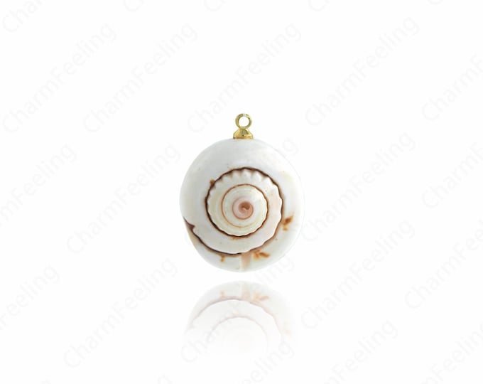 Enamel Shell Pendant, Beach Charm, 18K Gold Filled Beach Necklace, Shell Necklace, Shell Charm, DIY Jewelry Supplies, 22.3x17.5x9.4mm