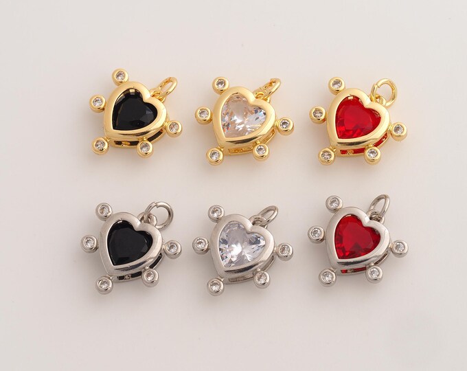 CZ Heart Pendant,Love Pendant,18K Gold Filled Heart Charm,DIY Jewelry Accessories,18.6x15.6x4.7mm