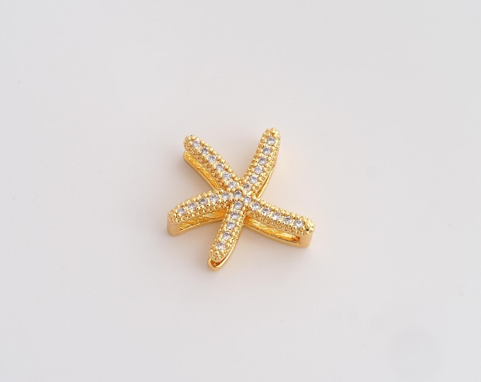 CZ Starfish Pendant,Starfish Pendant,18K Gold Filled Starfish Charm,DIY Jewelry Accessories,15.5x15.3x5.2mm