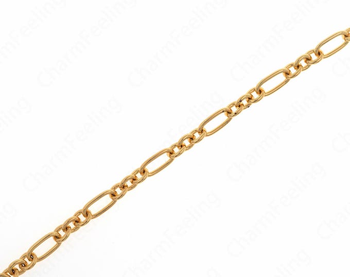 1 meter 18K Gold Filled Jumbo Link Paper Clip Chain，Paperclip Chain Necklace，DIY Jewelry Jewelry Making Semi-Finished Chain,7.7x2.5mm