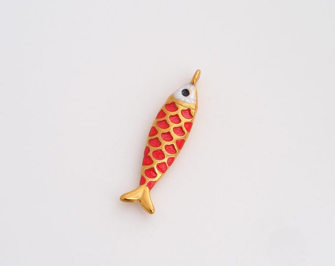 Stainless Steel Fish Pendant,Marine Life Charms,Enamel Fish Charm, DIY Jewelry Supplies, 25.5x5.8x3mm
