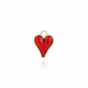 Enamel Heart Pendant, Heart Charm, Red Heart Charm, Heart Necklace, Enamel Charm, DIY Jewelry Making Accessories 27.5x20x7.5mm