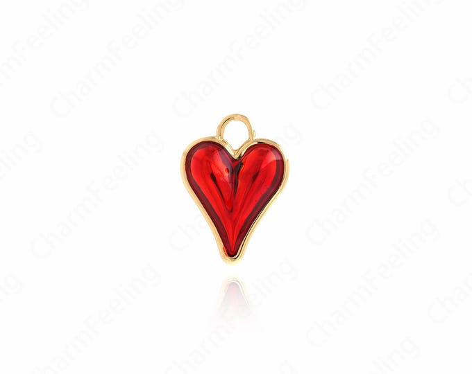 Enamel Heart Pendant, Heart Charm, Red Heart Charm, Heart Necklace, Enamel Charm, DIY Jewelry Making Accessories 27.5x20x7.5mm