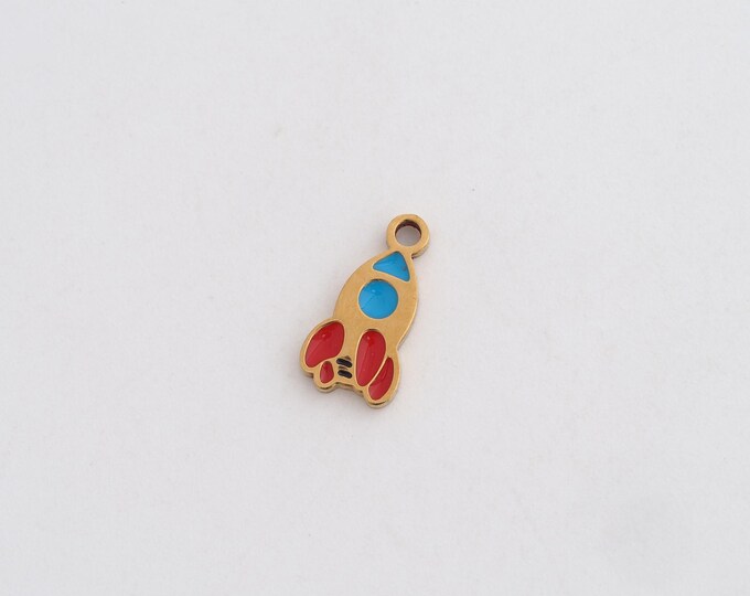 Enamel Rocket Charms,Dainty Rocket Charm, 18K Gold Filled Rocket Pendant,DIY Jewelry Accessories 12x6.2x1mm
