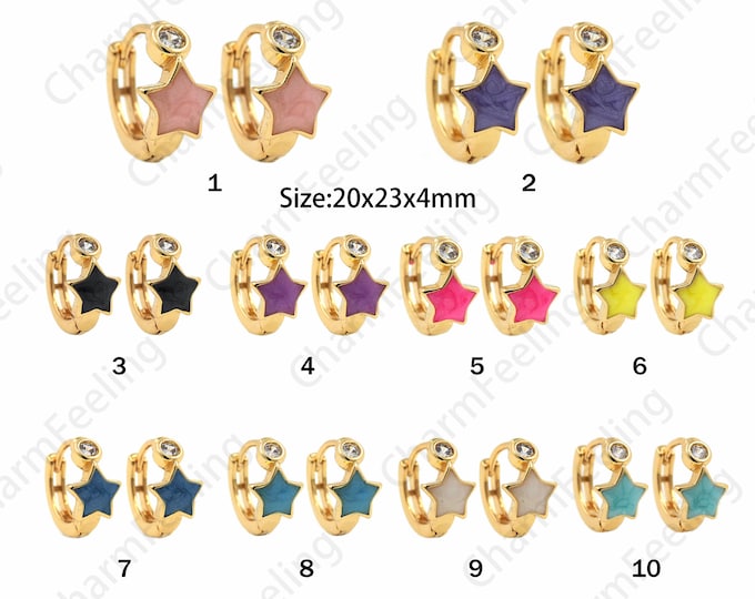 Enamel Star Earrings,18K Gold Filled Star Earrings Polaris Earrings Polaris Charm Star Charm Enameled Polaris Earrings, Dnamel Charm,1 pair