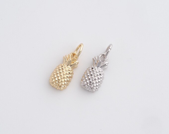 Gold Pineapple Pendant,18K Gold Filled  Fruit Charm, Pineapple Charm, DIY Jewelry Making Accessories 15.2x6x3.7mm
