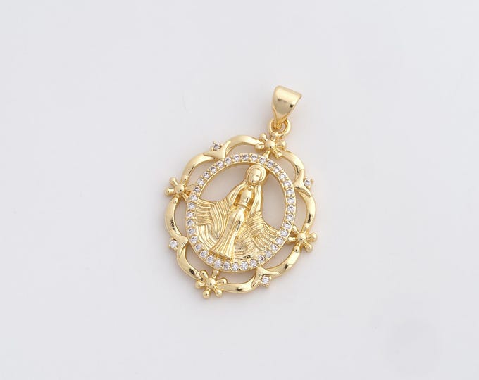 Gold Religion Pendant,18K Gold Filled Virgin Mary Pendant,Virgin Necklace,DIY Jewelry Accessories,33.8x23x3.3mm