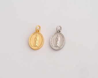 5 pcs Virgin Mary Pendant,Religion Pendant,18K Gold Filled Catholic Charm,DIY Jewelry Accessories,15x8.6x2mm