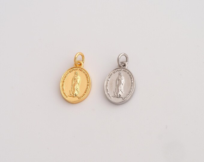 5 pcs Virgin Mary Pendant,Religion Pendant,18K Gold Filled Catholic Charm,DIY Jewelry Accessories,15x8.6x2mm