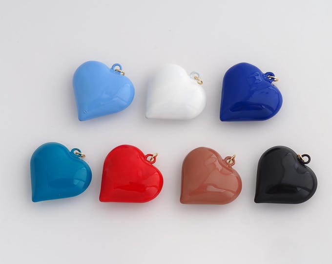 Gold Heart Pendant,Enamel Love Pendant,18K Gold Filled Heart Charm,DIY Jewelry Accessories,35.7x29.7x12mm