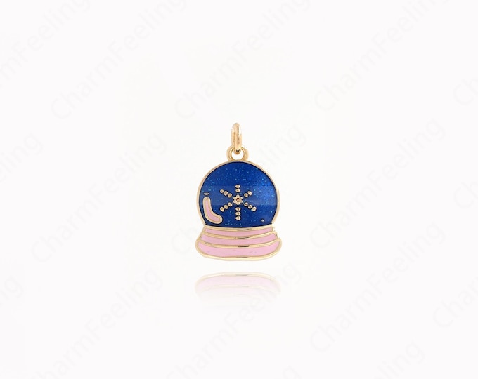Enamel Crystal Ball Charm,18K Gold Filled Crystal Oval Ball Pendant Enamel Charms,DIY Jewelry Supplies,17x11x2mm