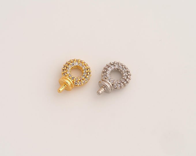 18K Gold Filled Round Bead Cap,Pendant Bead Cap,CZ Round Bead Cap,DIY Jewelry Supplies,12.3x8.4x4.2mm