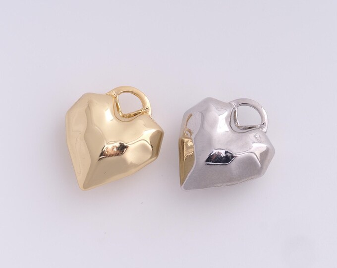 Puffed Heart Pendant,Dainty Love Necklace,18K Gold Filled Heart Charm, Love Charm, DIY Jewelry Accessories, 23.6x20.2x10.4mm