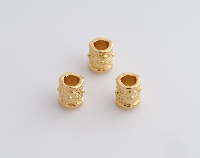 5 pcs Gold Tube Spacer Beads, 18K Gold Filled Round Beads,Dainty Round Bracelet Necklace Spacer Beads, DIY Jewelry Supplies,7.4x5.5mm