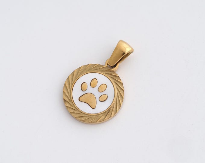 Stainless Steel Paw Print Pendant,Animal Foot Charms,Enamel Paw Print Charm, DIY Jewelry Supplies, 23x15x1.6mm