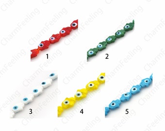 Hamsa Glass Beads, Murano Glass Jewelry, Glass Spacer Beads, Hand Spacer Beads, DIY Jewelry Supplies, 7x5x2mm