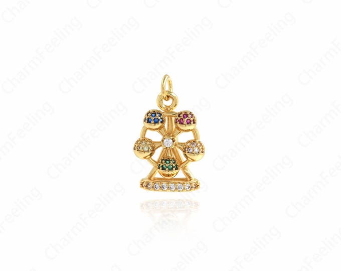 Ferris Wheel Pendant,18K Gold Filled Ferris Wheel Charms,Ferris Wheel Charms DIY Jewelry Making Findings Supply,21.7x13.5x6.3mm