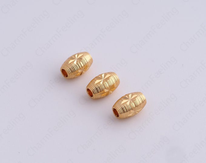 10 pcs Long Spacer Beads, 18K Gold Filled Bar Spacer Beads, Stick Beads, Bracelet Beads, DIY Jewelry Making Supplies,7x4.3mm