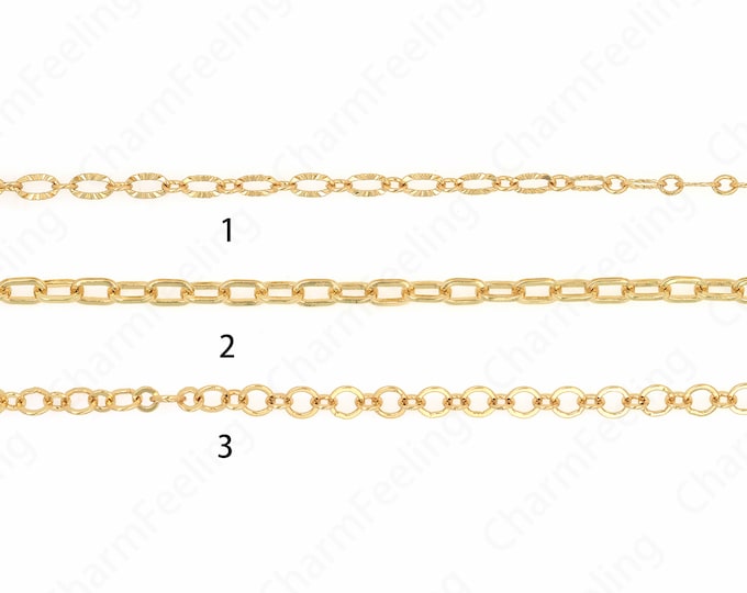 1 Meter,Double Chain,  Semi-Finished Textured Chain, 18K Gold Filled Cable Chain, Brass Chain, Bracelet And Necklace Accessories